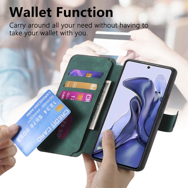 Pour Xiaomi Mi 11T / 11T Pro 5G Coque Étui en cuir rétro Neo MagSafe RFID anti-vol (Vert)