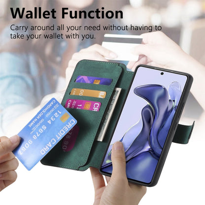Pour Xiaomi Mi 11T / 11T Pro 5G Coque Étui en cuir rétro Neo MagSafe RFID anti-vol (Vert)