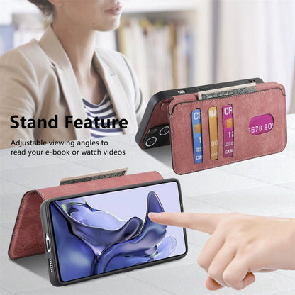 Pour Xiaomi Mi 11T / 11T Pro 5G Coque Étui en Cuir Rétro Antivol RFID Neo MagSafe (Rose)