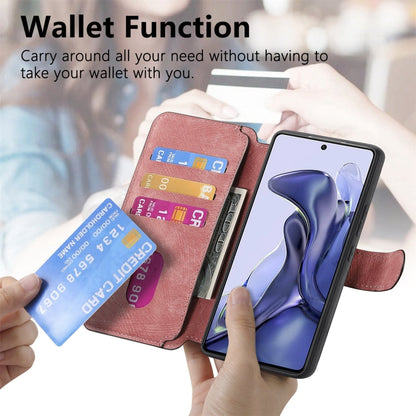 Pour Xiaomi Mi 11T / 11T Pro 5G Coque Étui en Cuir Rétro Antivol RFID Neo MagSafe (Rose)