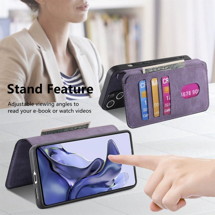 For Xiaomi Mi 11T / 11T Pro 5G CaseNeo MagSafe RFID Anti-theft Retro Leather Phone Case(Purple)