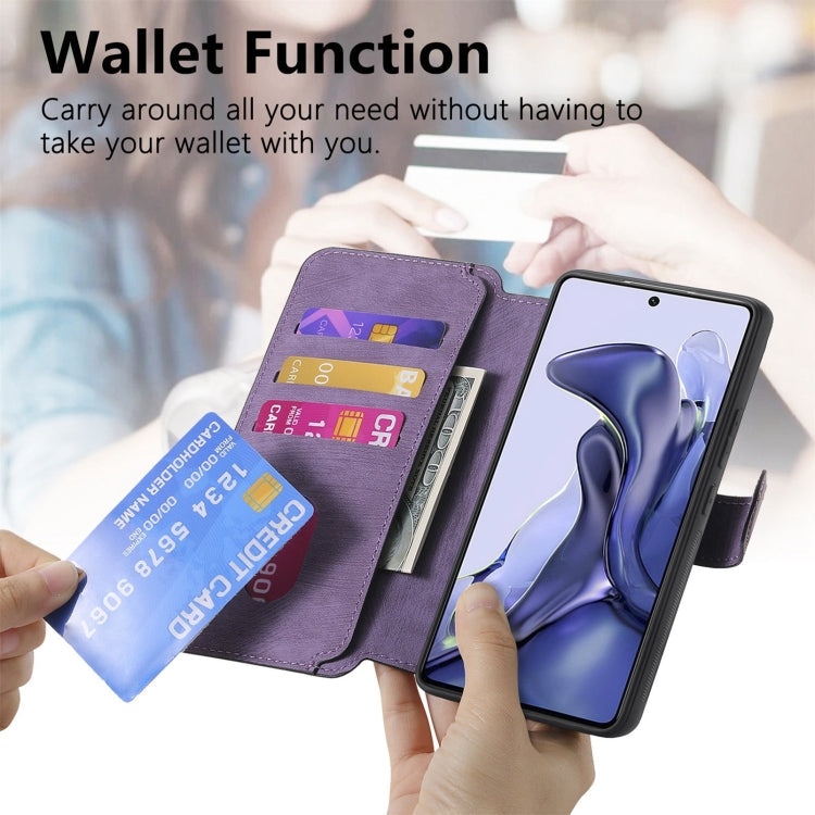 For Xiaomi Mi 11T / 11T Pro 5G CaseNeo MagSafe RFID Anti-theft Retro Leather Phone Case(Purple)