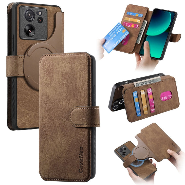 Pour Xiaomi 13T / 13T Pro ÉtuiCoque de téléphone en cuir rétro Neo MagSafe RFID anti-vol (marron)