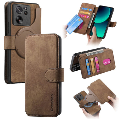 Pour Xiaomi 13T / 13T Pro ÉtuiCoque de téléphone en cuir rétro Neo MagSafe RFID anti-vol (marron)