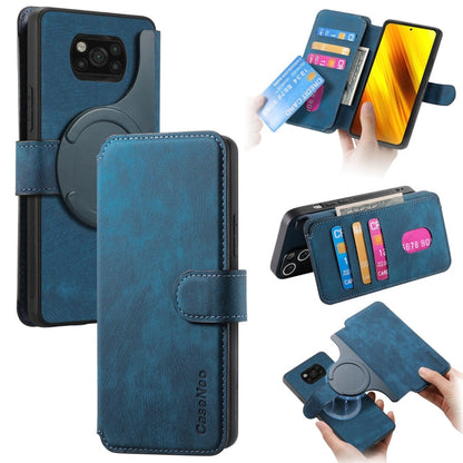 Pour Coque Xiaomi Poco X3 NFCÉtui de téléphone en cuir rétro anti-vol Neo MagSafe RFID (bleu)