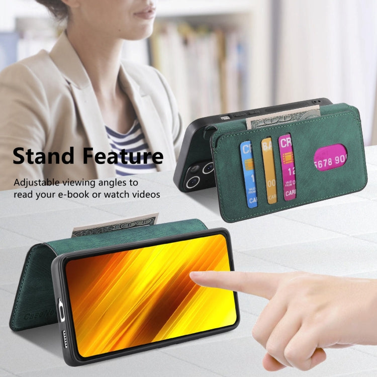 For Xiaomi Poco X3 NFC CaseNeo MagSafe RFID Anti-theft Retro Leather Phone Case(Green)
