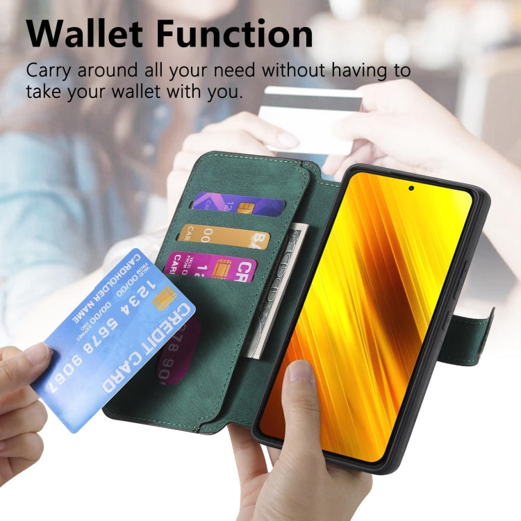 For Xiaomi Poco X3 NFC CaseNeo MagSafe RFID Anti-theft Retro Leather Phone Case(Green)