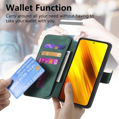 For Xiaomi Poco X3 NFC CaseNeo MagSafe RFID Anti-theft Retro Leather Phone Case(Green)