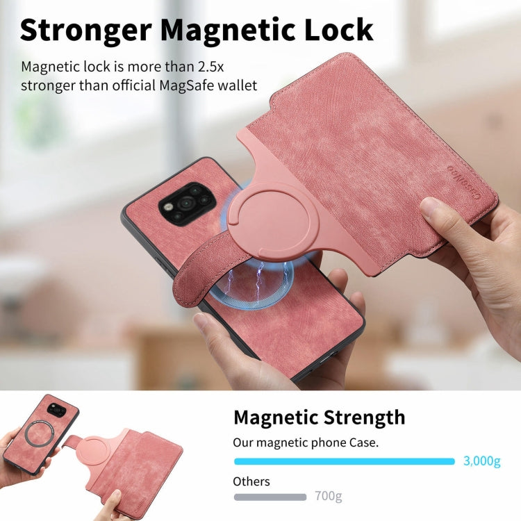 For Xiaomi Poco X3 NFC CaseNeo MagSafe RFID Anti-theft Retro Leather Phone Case(Pink)