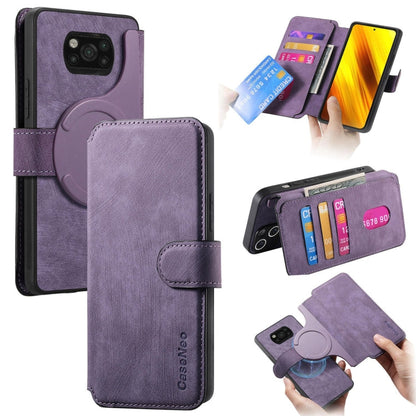 Pour étui Xiaomi Poco X3 NFCÉtui de téléphone en cuir rétro anti-vol Neo MagSafe RFID (violet)