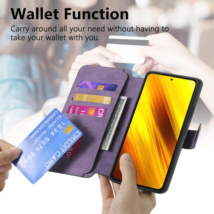 Pour étui Xiaomi Poco X3 NFCÉtui de téléphone en cuir rétro anti-vol Neo MagSafe RFID (violet)