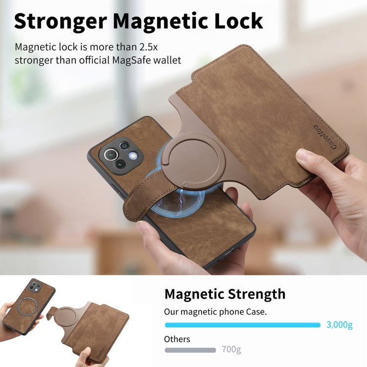 For Xiaomi Mi 11 Lite CaseNeo MagSafe RFID Anti-theft Retro Leather Phone Case(Brown)