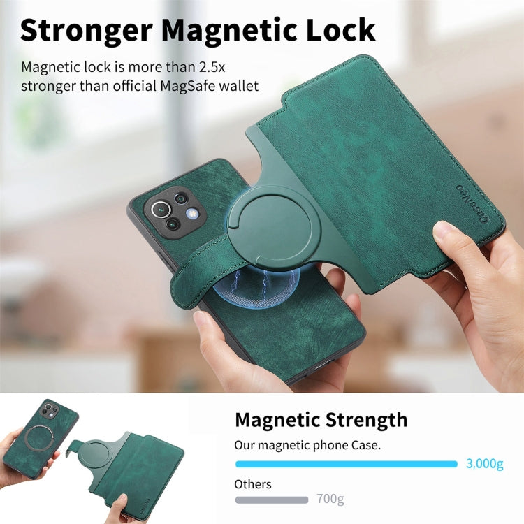 For Xiaomi Mi 11 Lite CaseNeo MagSafe RFID Anti-theft Retro Leather Phone Case(Green)