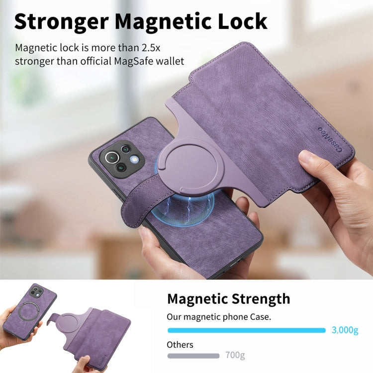 For Xiaomi Mi 11 Lite CaseNeo MagSafe RFID Anti-theft Retro Leather Phone Case(Purple)