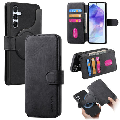 For Galaxy A55 5G CaseNeo MagSafe RFID Anti-theft Retro Leather Phone Case(Black)