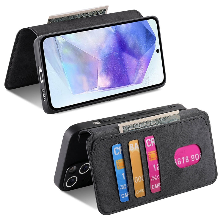 For Galaxy A55 5G CaseNeo MagSafe RFID Anti-theft Retro Leather Phone Case(Black)
