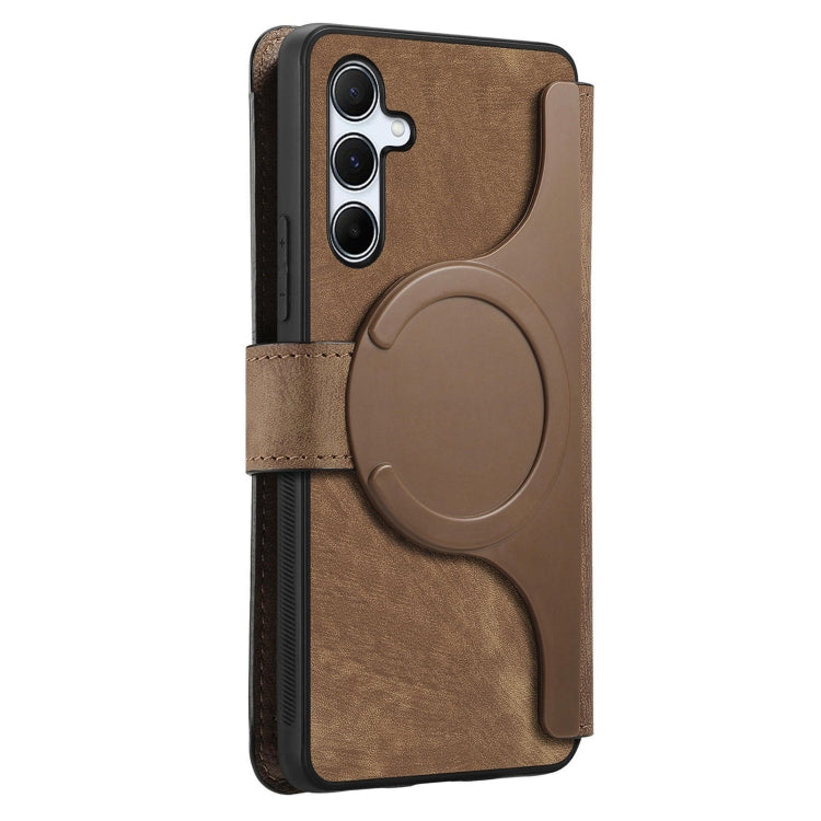 For Galaxy A55 5G CaseNeo MagSafe RFID Anti-theft Retro Leather Phone Case(Brown)