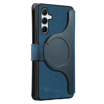 For Galaxy A55 5G CaseNeo MagSafe RFID Anti-theft Retro Leather Phone Case(Blue)