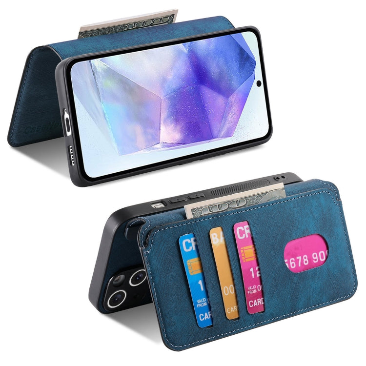 For Galaxy A55 5G CaseNeo MagSafe RFID Anti-theft Retro Leather Phone Case(Blue)