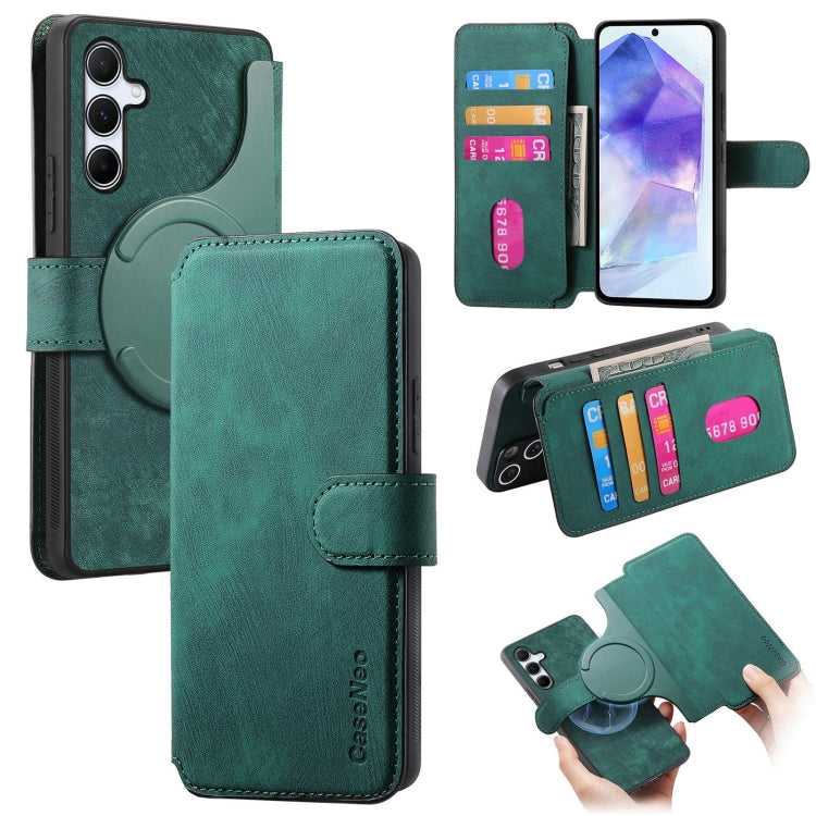 For Galaxy A55 5G CaseNeo MagSafe RFID Anti-theft Retro Leather Phone Case(Green)
