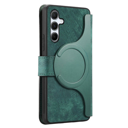 For Galaxy A55 5G CaseNeo MagSafe RFID Anti-theft Retro Leather Phone Case(Green)