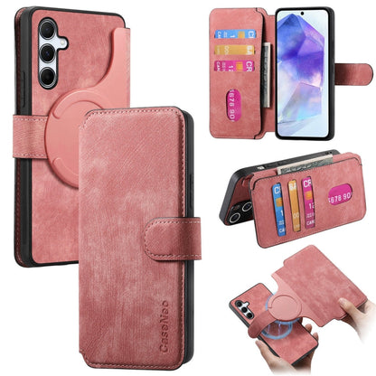 For Galaxy A55 5G CaseNeo MagSafe RFID Anti-theft Retro Leather Phone Case(Pink)