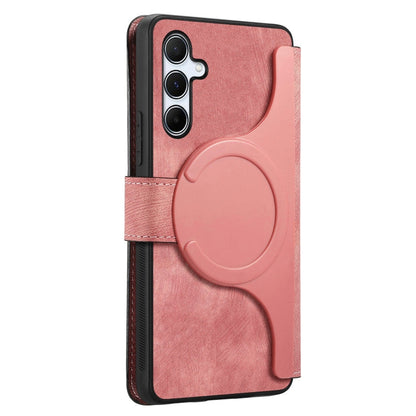 For Galaxy A55 5G CaseNeo MagSafe RFID Anti-theft Retro Leather Phone Case(Pink)