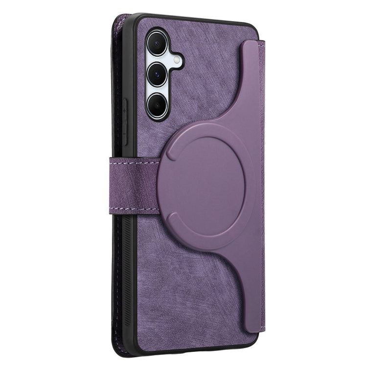 For Galaxy A55 5G CaseNeo MagSafe RFID Anti-theft Retro Leather Phone Case(Purple)