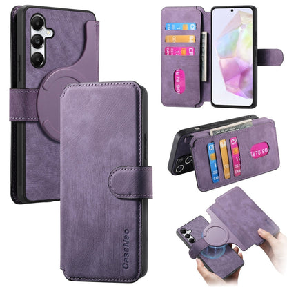 For Galaxy A35 5G CaseNeo MagSafe RFID Anti-theft Retro Leather Phone Case(Purple)