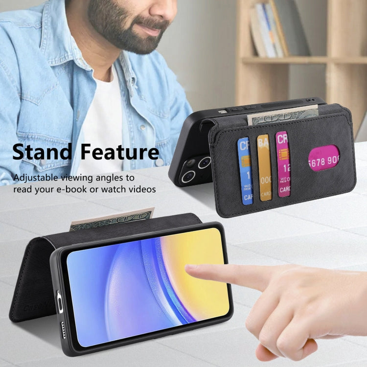 For Galaxy A15 5G CaseNeo MagSafe RFID Anti-theft Retro Leather Phone Case(Black)