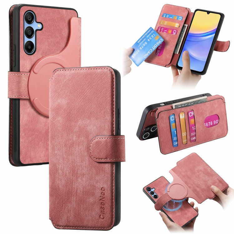 For Galaxy A15 5G CaseNeo MagSafe RFID Anti-theft Retro Leather Phone Case(Pink)