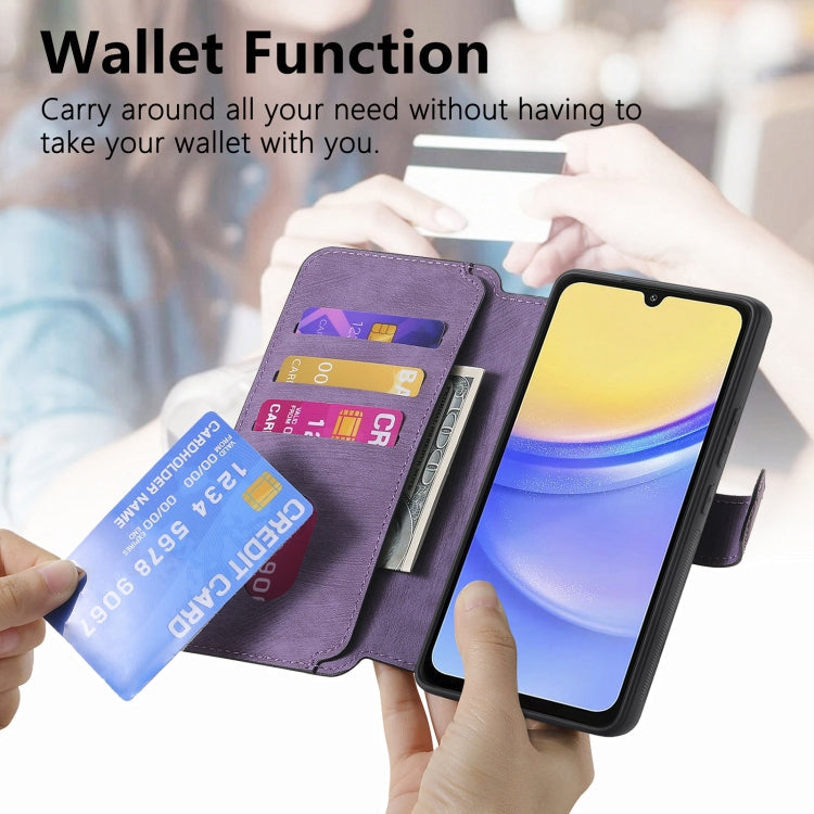 For Galaxy A15 5G CaseNeo MagSafe RFID Anti-theft Retro Leather Phone Case(Purple)
