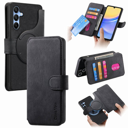 Pour Samsung Galaxy A25 5G Étui en Cuir Rétro Antivol RFID Neo MagSafe (Noir)
