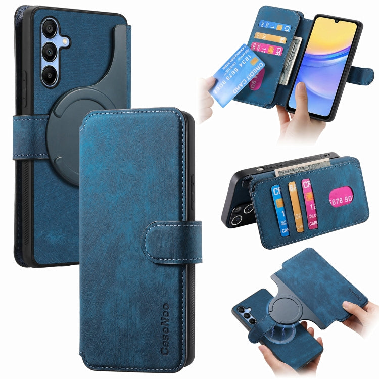 For Galaxy A25 5G CaseNeo MagSafe RFID Anti-theft Retro Leather Phone Case(Blue)