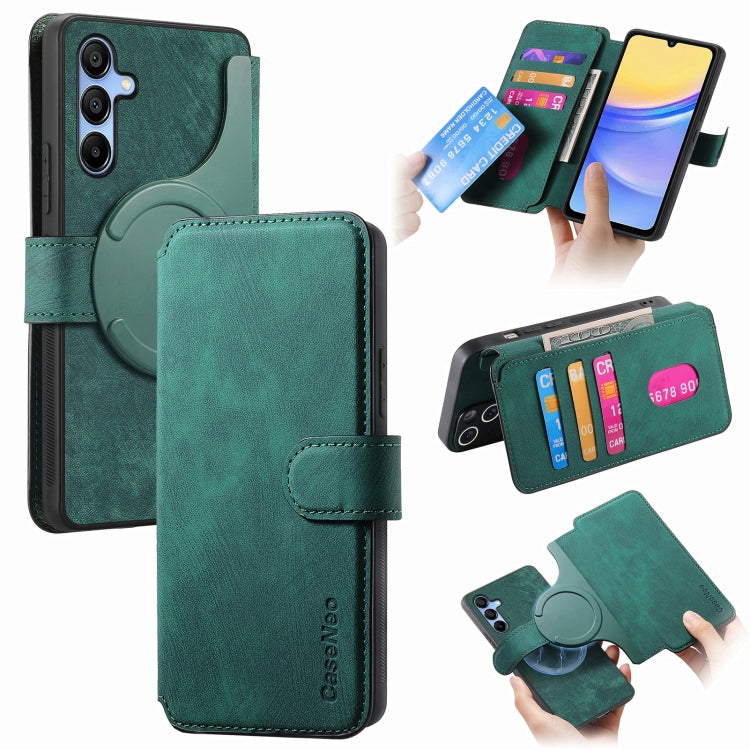 Pour Samsung Galaxy A25 5G ÉtuiHousse en Cuir Rétro Anti-vol RFID MagSafe Neo (Vert)