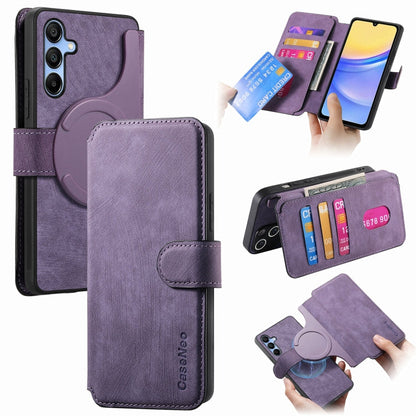 Pour Samsung Galaxy A25 5G ÉtuiCoque en cuir rétro avec MagSafe et protection RFID anti-vol (violet)