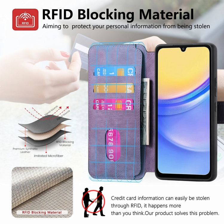 Pour Samsung Galaxy A25 5G ÉtuiCoque en cuir rétro avec MagSafe et protection RFID anti-vol (violet)