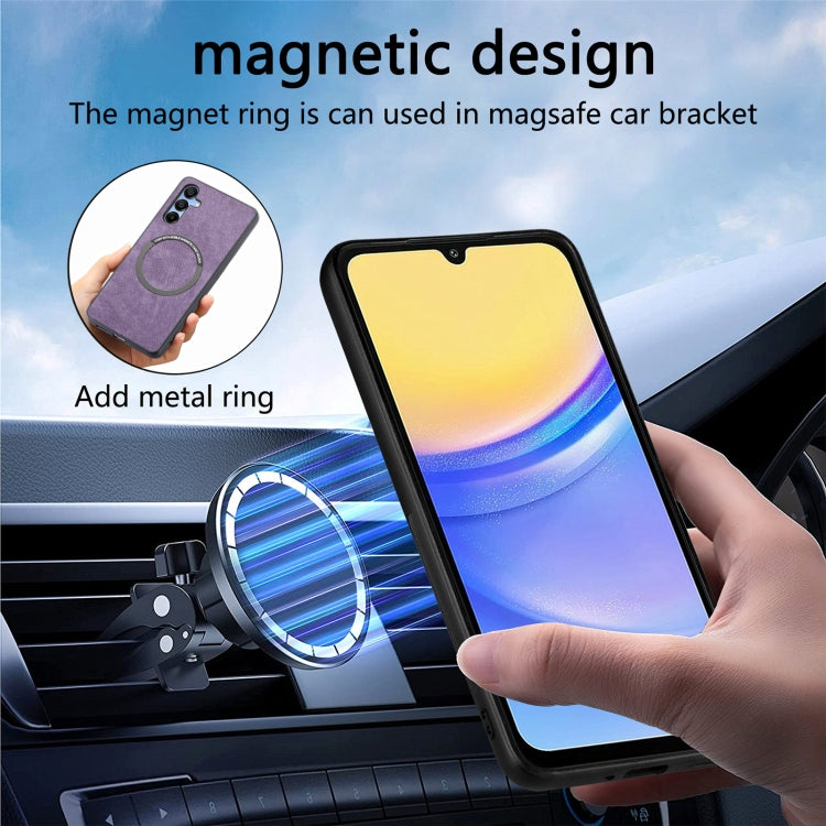 Pour Samsung Galaxy A25 5G ÉtuiCoque en cuir rétro avec MagSafe et protection RFID anti-vol (violet)