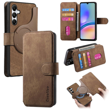 For Galaxy A05s CaseNeo MagSafe RFID Anti-theft Retro Leather Phone Case(Brown)