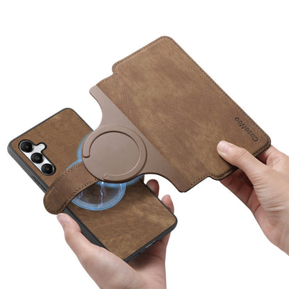 For Galaxy A05s CaseNeo MagSafe RFID Anti-theft Retro Leather Phone Case(Brown)