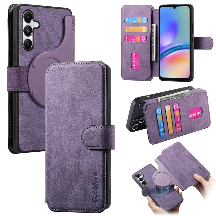 For Galaxy A05s CaseNeo MagSafe RFID Anti-theft Retro Leather Phone Case(Purple)
