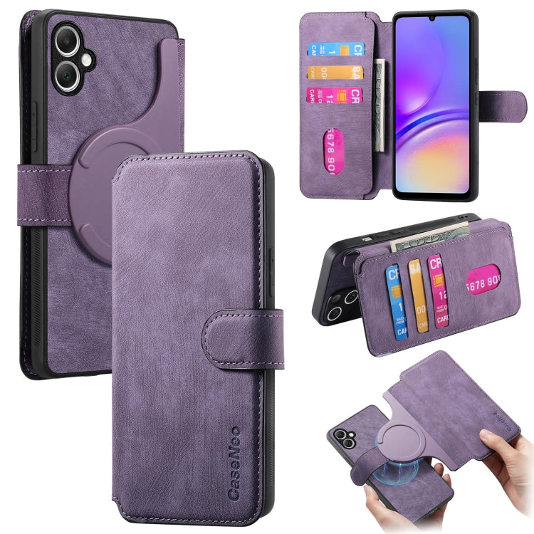 For Galaxy A05 CaseNeo MagSafe RFID Anti-theft Retro Leather Phone Case(Purple)