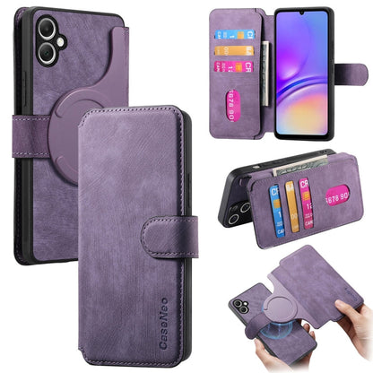 For Galaxy A05 CaseNeo MagSafe RFID Anti-theft Retro Leather Phone Case(Purple)