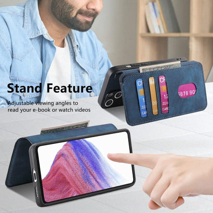 Pour étui Samsung Galaxy A53 5GÉtui de téléphone en cuir rétro avec protection RFID et MagSafe (bleu)