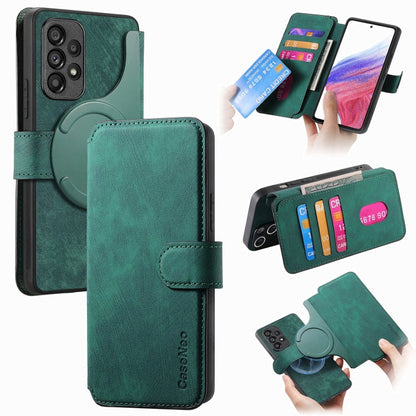 Pour Samsung Galaxy A53 5G Étui en cuir rétro anti-vol Neo MagSafe RFID (vert)