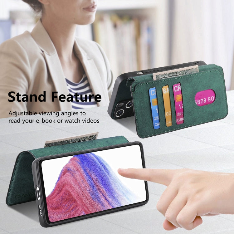 Pour Samsung Galaxy A53 5G Étui en cuir rétro anti-vol Neo MagSafe RFID (vert)