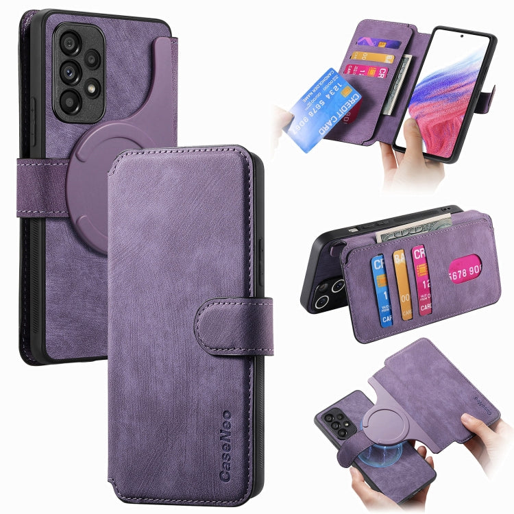 For Galaxy A53 5G CaseNeo MagSafe RFID Anti-theft Retro Leather Phone Case(Purple)
