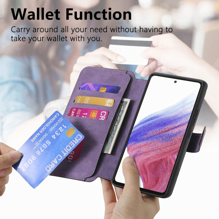 For Galaxy A53 5G CaseNeo MagSafe RFID Anti-theft Retro Leather Phone Case(Purple)