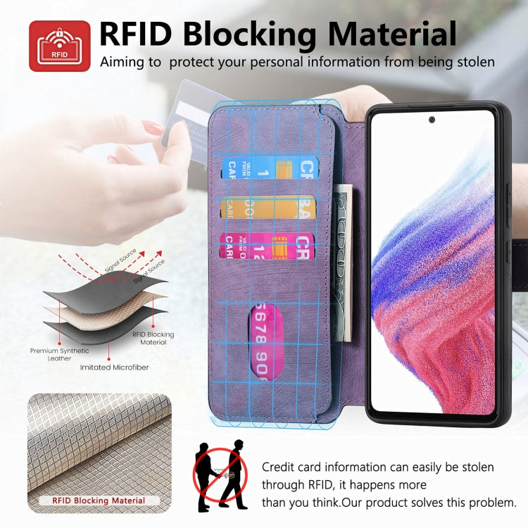 For Galaxy A53 5G CaseNeo MagSafe RFID Anti-theft Retro Leather Phone Case(Purple)