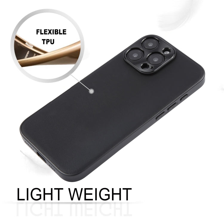 For iPhone 16 Pro Max GEBEI Plain Leather TPU Hybrid PU Phone Case(Black)
